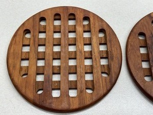 lot 22 image: Pair of Vintage Wooden Trivets