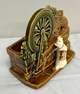 lot 94 image: Vintage McCoy PotterySpinning Wheel with Scottie Dog Planter