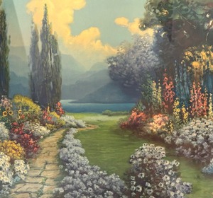lot 111 image: English Garden Framed Vintage Print by R. Atkinson Fox