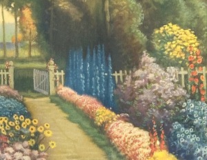 lot 159 image: Garden Gate Framed Vintage Print by R. Atkinson Fox