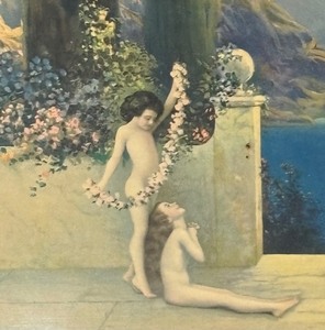 lot 160 image: Garden of Contentment Framed Vintage Print by R. Atkinson Fox