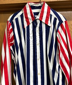 lot 35A image: Sensational Striped One of a Kind Vintage Handmade Button Up Shirt