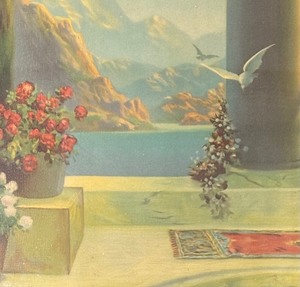lot 175 image: Love Birds Framed Vintage Print by R. Atkinson Fox