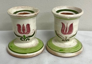 lot 221 image: Vintage Stangl Pottery Candle Holders and Petite Plates