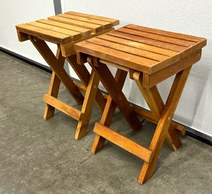 lot 224 image: Two Foldable Wooden Stands  Side Tables