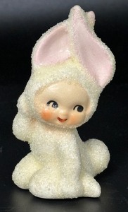 lot 241 image: Three Vintage Lefton Snow Bunny Figurines