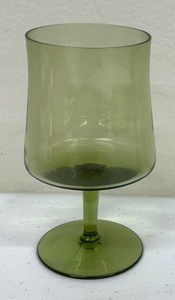 lot 254 image: Six Outstanding Vintage Olive Green Stemmed Glasses