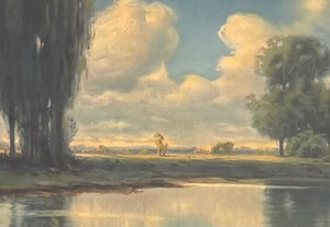 lot 264 image: Stately Sentinels Framed Vintage Print by R. Atkinson Fox