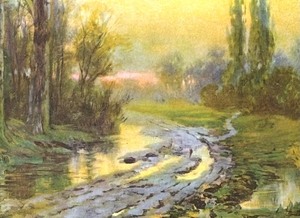 lot 266 image: Woods and Steam Framed Vintage Print by R. Atkinson Fox