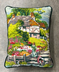 lot 81A image: Three Handcrafted Nifty Needlepoint Pillows