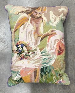 lot 74A image: Three Handcrafted Pretty Needlepoint Pillows