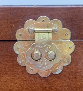 lot 89 image: Vintage Modern Chinese Casket on Stand