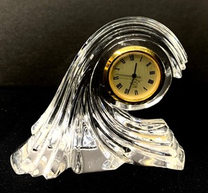 lot 123 image: Pretty Lenox Lead Crystal Clock and Paperweight