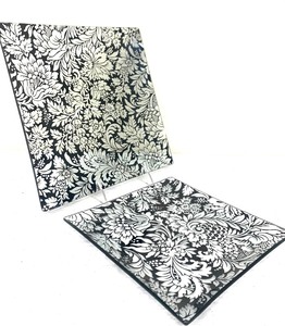 lot 126 image: Pair of Black Floral Square Glass Serving Dishes