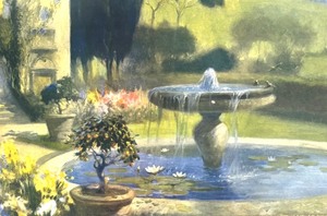 lot 291 image: Enchanted Fountain Framed Vintage Print by R. Atkinson Fox