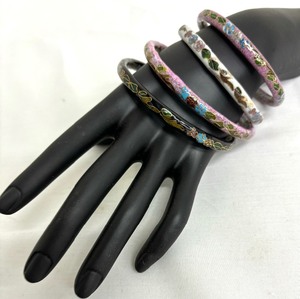 lot 295 image: Four Cloisonne Style Bangle Bracelets