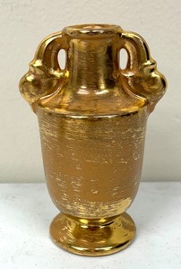 lot 314 image: Stangl Pottery Granada Gold Vase and Candle Holders