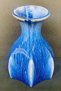 lot 80 image: Cobalt Blue Ceramic Drip Glaze Stoneware Vase