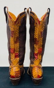 lot 81 image: BCBG Girls Western Cowboy Boots Textured Leather Tall Brown Snake Print
