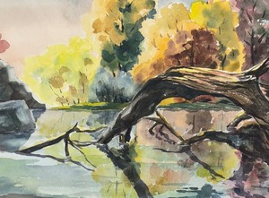 lot 386 image: Wonderful Original Watercolor Painting by Selden