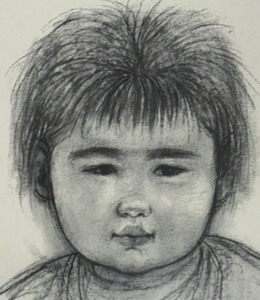 lot 390 image: Fine Framed Portrait Drawing Print by Edna Hibel
