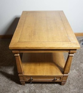 lot 202 image: Vintage Furniture...Two-Tier Contempory Light-Colored Wood Occasional Side Accent End-Table wLower Dovetail Drawer...