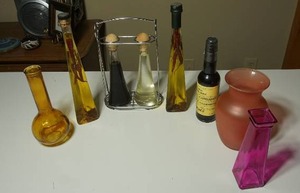 lot 216 image: Home DeCor...Colored Glass Bottles Vase Etc.