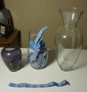 lot 218 image: Home DeCor...Heavy Amethyst Blown Art Glass 7 Vase, Clear Glass Vases...