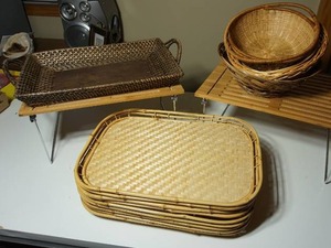 lot 219 image: Home DeCor...Tabletop Accents Wood Wicker Rattan Serving Baskets Trays Etc.