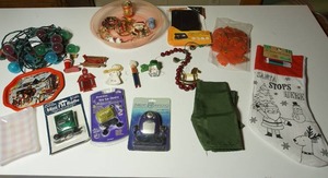 lot 223 image: NEW Mini FM Radio(2), Spy Ear Device, Holiday Decor...Christmas Lights Etc.