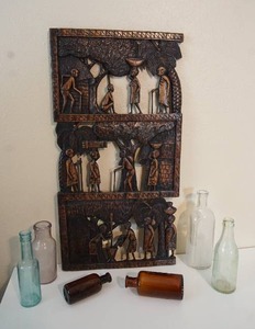 lot 6 image: Vintage African Hand Carved Tree of Life Tribal Wall Sculpture...
