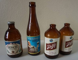 lot 36 image: Vintage Beer Bottles...Rare ST.SIXTUS Beer Bottle St. Bernardus Brewing Co. BELGIUM, Schlitz and Busch