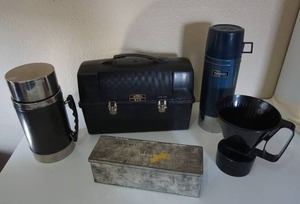 lot 38 image: Vintage Thermos Lunch Box Sets Etc.