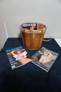 lot 54 image: Vintage Drum FramePlayboy Magazine Rack