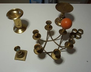 lot 92 image: Home DeCor...Table top Brass Candelabra Etc.