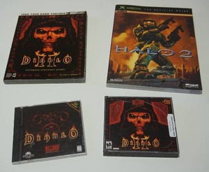 lot 109 image: Diablo ll 2 PC Blizzard Cd Key, Original Diablo Video Game, Microsoft Xbox - Halo 2 Official Strategy Guide, Diablo II Ultimate Strategy Guide Hint Book Brady Games Bart Farkas