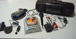 lot 136 image: Collectible Panasonic Model RX-FS410 RadioCassette Player, NOS Sony MDR-G54LP Lightweight Headband Headphones, Azden WR-Pro Wireless Receiver...