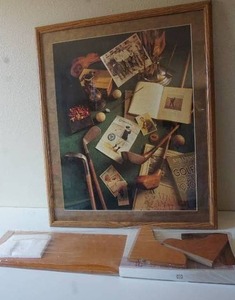 lot 174 image: Vintage Framed Wall Art Golf Themed Classic Sports Golfing History Print, Traditional Shelf with Brackets Pine 35 x 7 Deep...
