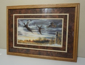 lot 184 image: Wall Art...Jim Hansel Spooked Pheasant Farm Art Print-Framed