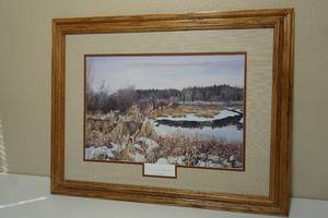 lot 186 image: Wall Art...Jeff Renner Rose Creek-Whitetails Art Print Framed...