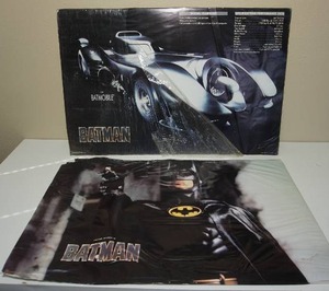 lot 194 image: Vintage Movie Posters...1989 DC Comics Batman Movie Poster Michael Keaton as Batman NOS New Old Stock, 1989 DC Comics Batman The Batmobile Specs Poster 5217