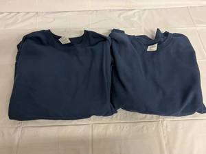 2 Navy Blue Crew Neck Sweatshirts - 2XL