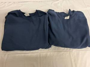 2 Navy Blue Crew Neck Sweatshirts - 2XL