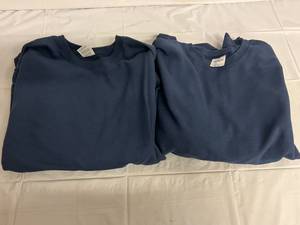 2 Navy Blue Crew Neck Sweatshirts - 2XL