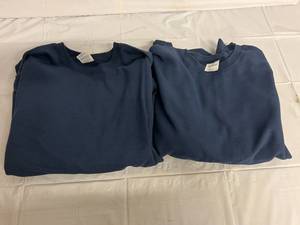 2 Navy Blue Crew Neck Sweatshirts - 2XL