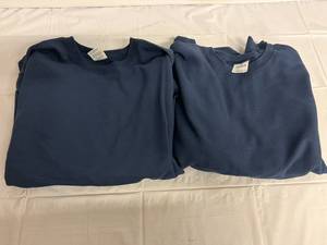 2 Navy Blue Crew Neck Sweatshirts - 2XL