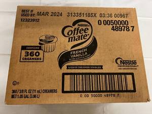 360 Individual French Vanilla Creamers Best by 032024