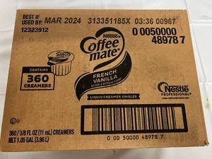 360 Individual French Vanilla Creamers Best by 032024