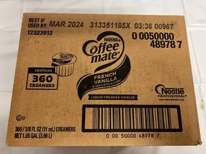 360 Individual French Vanilla Creamers Best by 032024