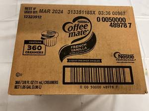 360 Individual French Vanilla Creamers Best by 032024